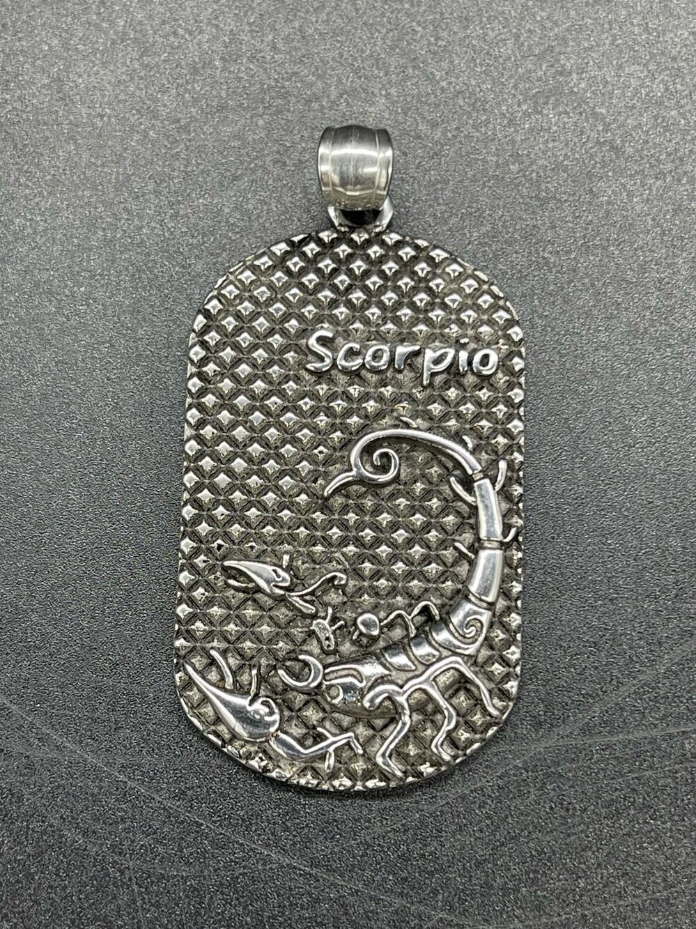 Scorpio Men’s Pendant Stainless Steel Scorpion Engraved Back "Patron Saint of"